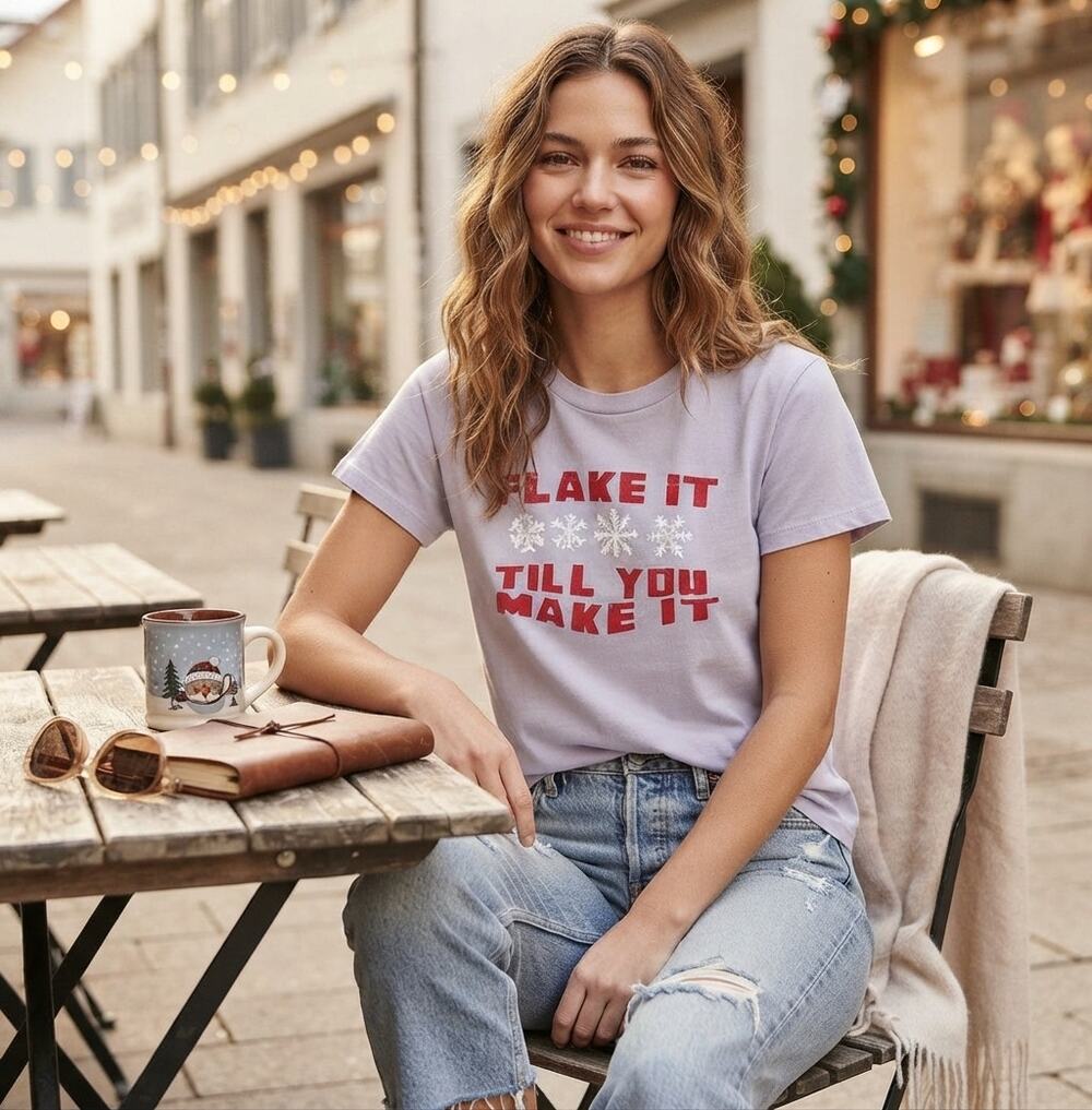 NWT Daydreamer Flake It Till You Make It Graphic T-Shirt Medium Light Dusk